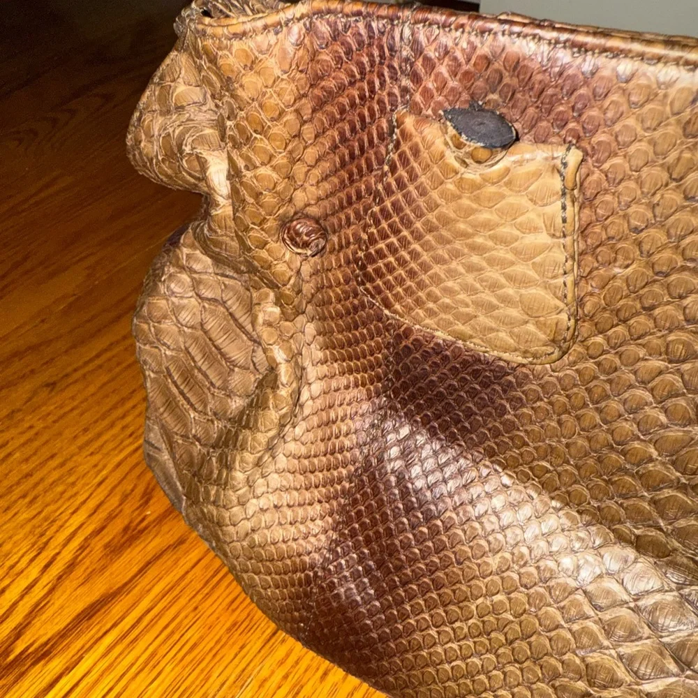 Carlos Falchi Brown Large Python Skin Clutch